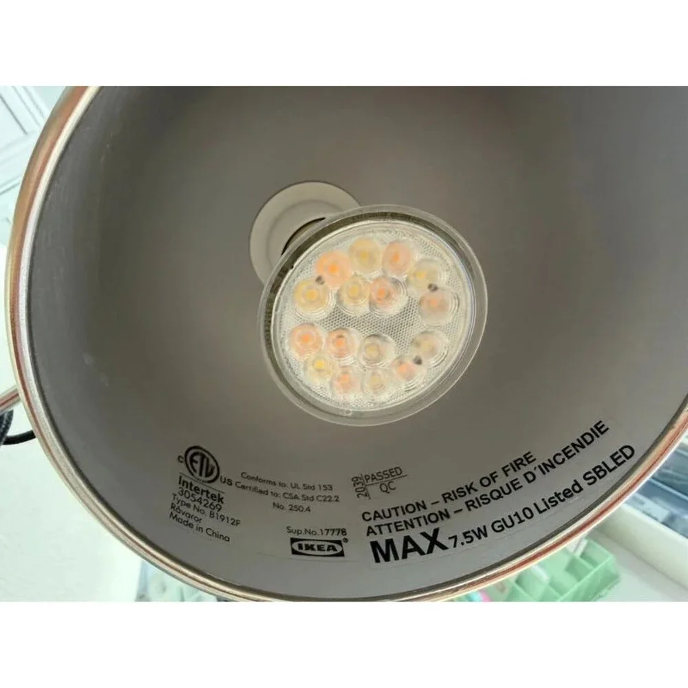 IKEA Ravaror Clamp Desk Lamp Stainless Steel Adjustable with Smart LED Bulb